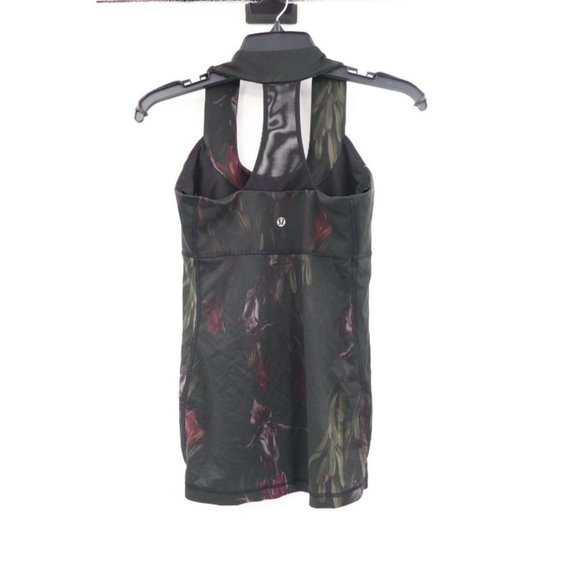 Lululemon Women's S/M Scoop‎ Neck Tank Racerback Midnight Iris Black Dark Floral - Picture 6 of 14